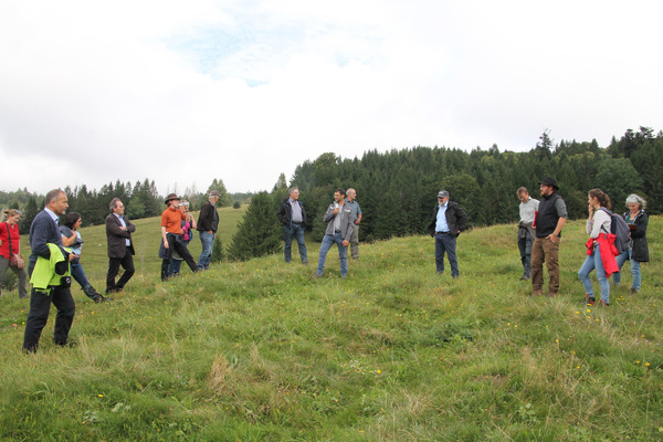 Die Exkursionsgruppe auf dem Weidberg bei Altenstein, Gemeinde Hg-Ehrsberg.  Naturpark Sdschwarzwald