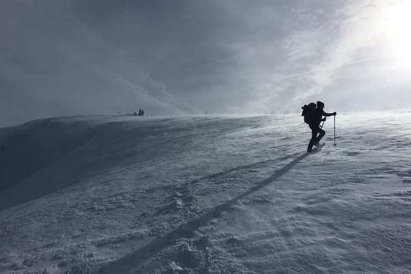 Schneeschuhwanderer kurz vor dem Feldberg-Gipfel  Valerie Bssler